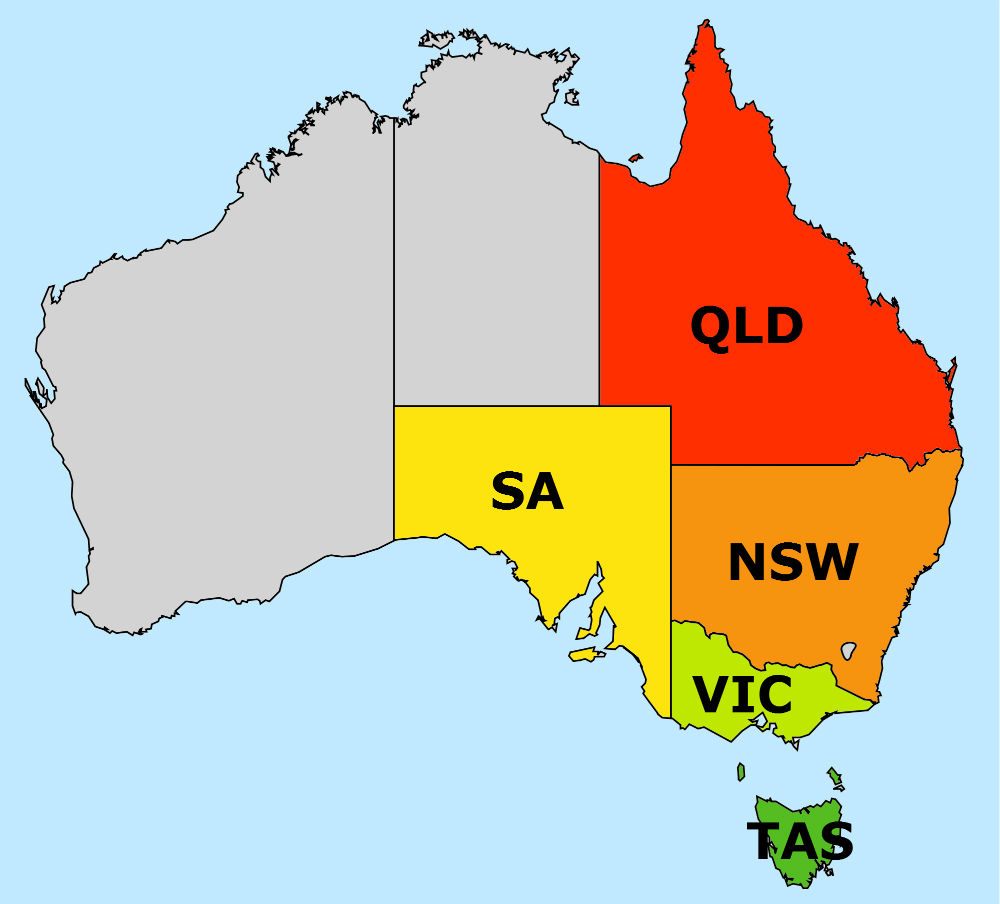 AEMO Zonal Map of Australia